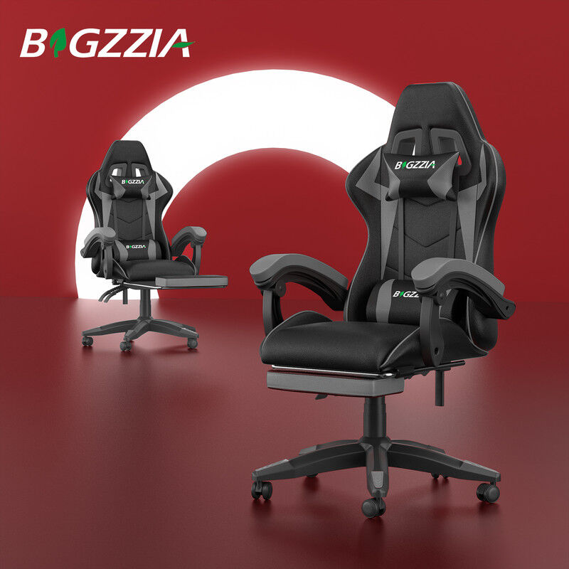 Gaming Stuhle 136kg - bigzzia gaming Stuhl mit Fußstütze - Ergonomischer Gaming Sessel mit Lendenwirbelstütze - Gaming Chair - PU Leder - PC Stuhl