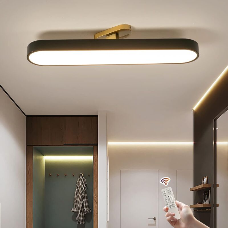 Moderne Dimmbare Deckenleuchte, Lineare LED-Deckenleuchte aus Acryl mit Fernbedienung, verstellbare, halb flächenbündige Rundumleuchte für Küche,