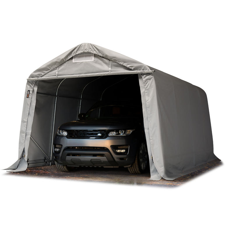 Garagenzelt Carport 3,3 x 4,8 m in grau Unterstand Lagerzelt mit pvc 800 n Plane und stabiler Stahlrohrkonstruktion