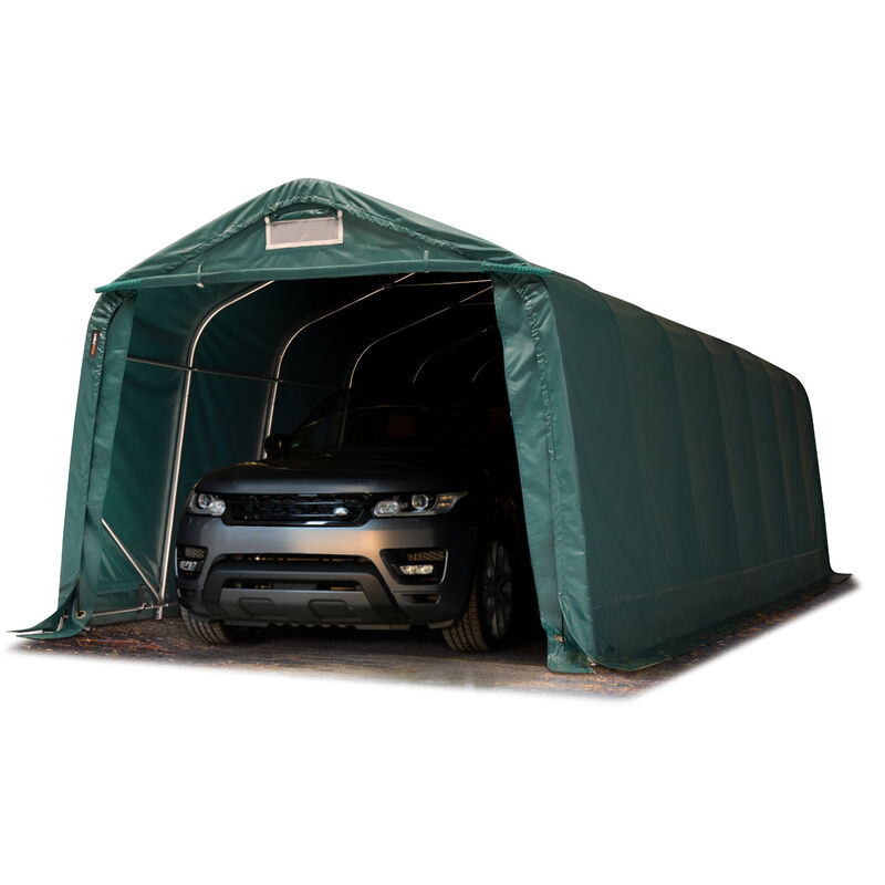 Garagenzelt Carport 3,3 x 8,4 m in dunkelgrün Unterstand Lagerzelt mit PVC 800 N Plane und stabiler Stahlrohrkonstruktion