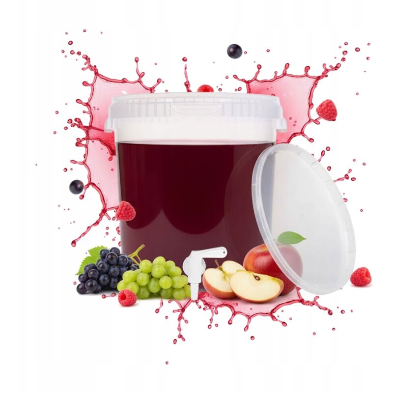 Gärbehälter 33L durchsichtiger Eimer + Zapfhahn für Liköre, Wein und Bier