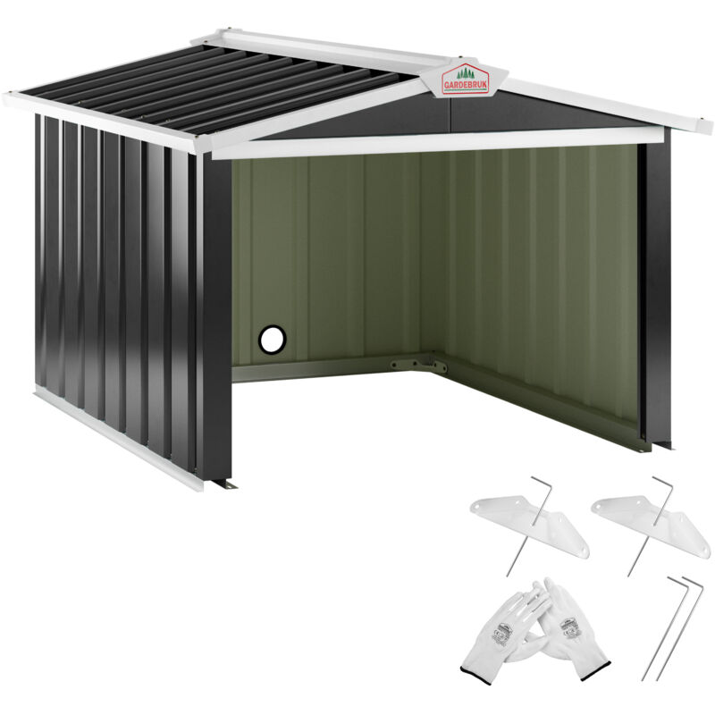 Mähroboter Garage Metall Wetterbeständig Kabelführung 4x Erdanker Carport Rasen Garten Satteldach Anthrazit - Gardebruk
