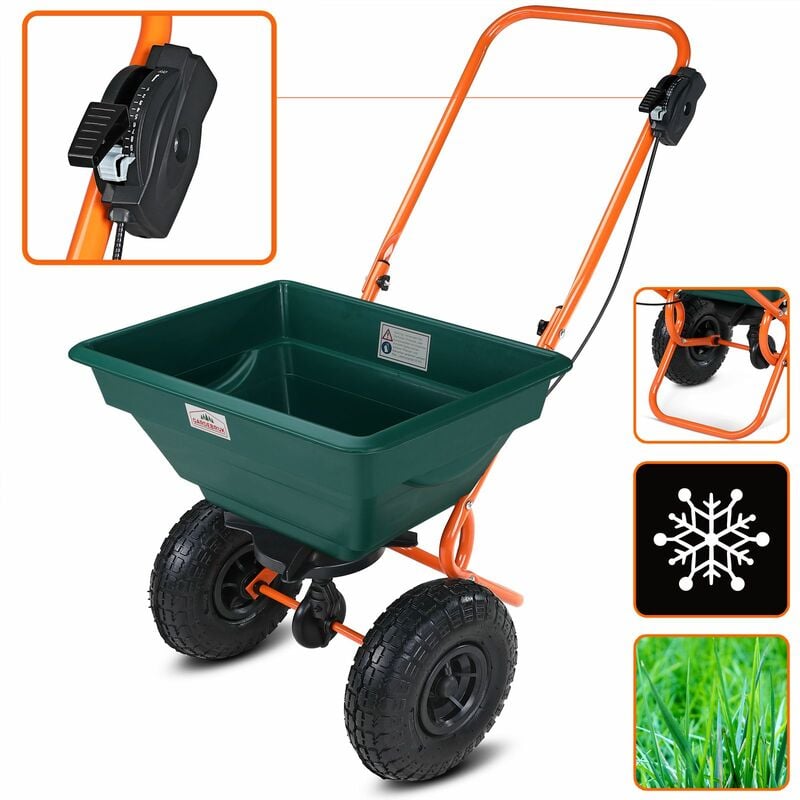 Gardebruk - Streuwagen 20L Streumenge einstellbar xxl Luftreifen Saatgutstreuer Streuer Salz Dünger Rasen Saatgut