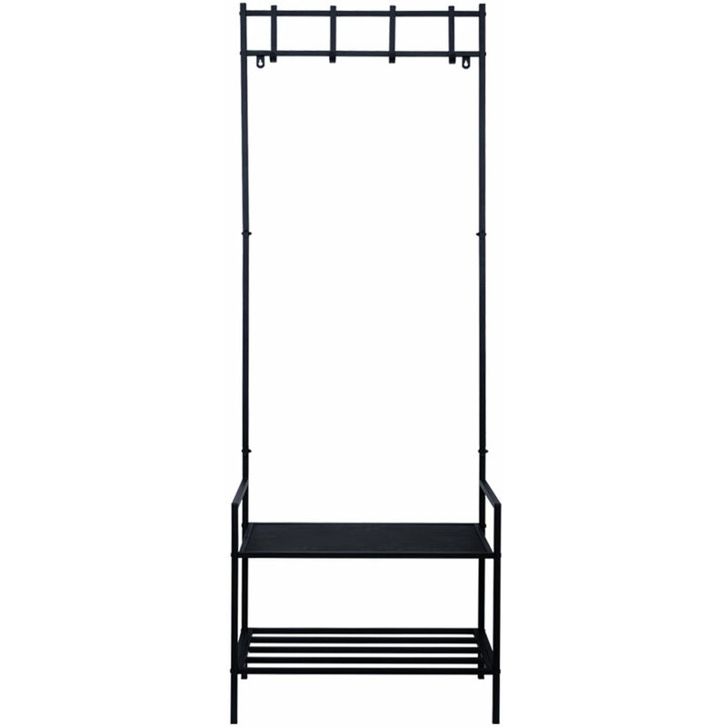 Etc-shop - Garderobe mit Schuhschrank schwarz Jackenständer Metall Dogstation Garderobe Leinenparkplatz Hund, 4x Kleiderhaken, Ablage mdf,