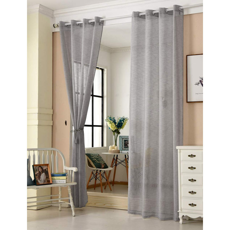 Gardinen transparent mit Ösen Leinenoptik Vorhang Schal Deko Ösenvorhang Halbtransparent Stores Voile Fensterschal Leinenvorhang für Wohnzimmer
