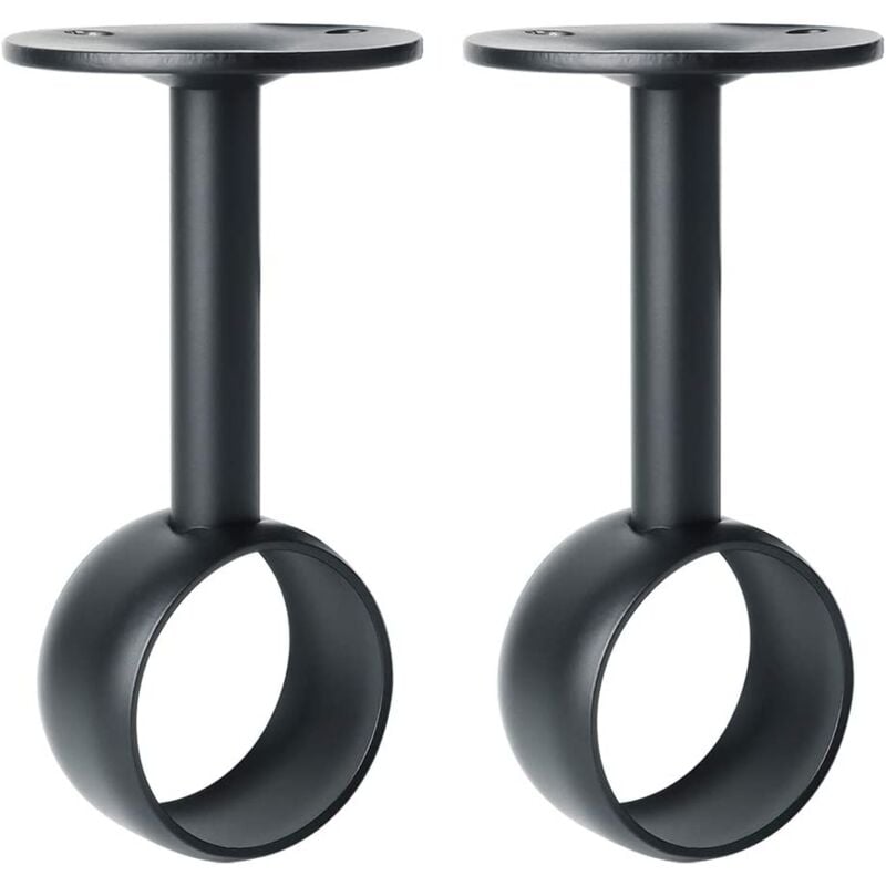 Gardinenstangenhalterung, Kleiderstangenhalter mit Schrauben, Deckenhalterung für Gardinen und Kleiderschränke, Edelstahl mattschwarz, Durchmesser 32