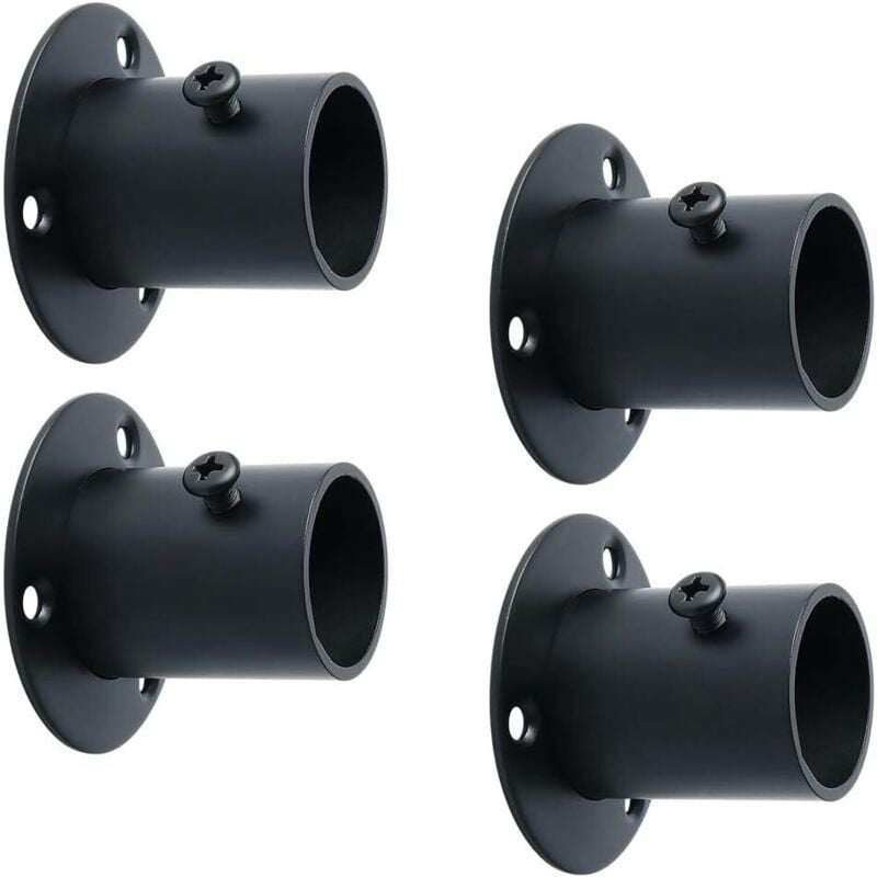 Gardinenstangenhalterung, Kleiderschrankstangenhalterung mit Schrauben, Gardinenstangenstütze für Kleiderschränke, Edelstahl, schwarz lackiert, 26 mm