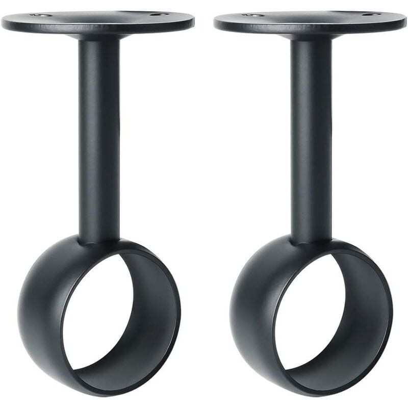 Gardinenstangenhalterung, Kleiderstangenhalter mit Schrauben, Deckenhalterung für Gardinen und Kleiderschränke, Edelstahl mattschwarz, Durchmesser 32