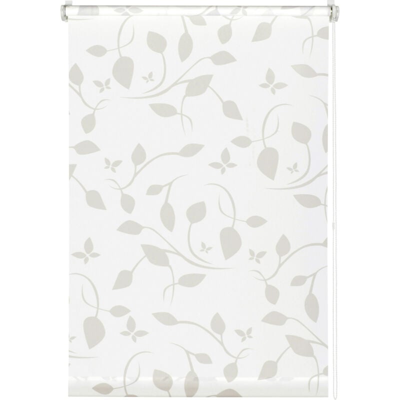 Gardinia EasyFix Rollo mit Blättern weiß beige 100 x 150 cm Rollo