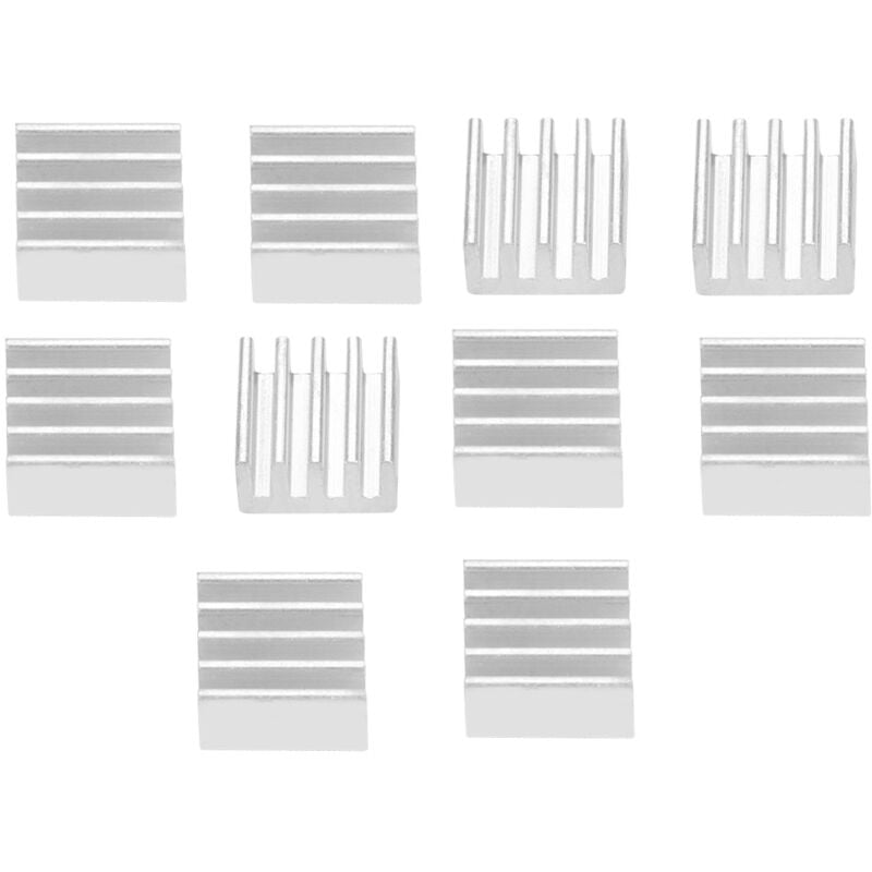 Garosa 10 Stück 3D-Drucker-Kühlkörper Gute Wärmeleitfähigkeit Klebende Aluminium-Chip-Kühlkörper Schnelle Wärmeableitung Geeignet für 3D-Drucker