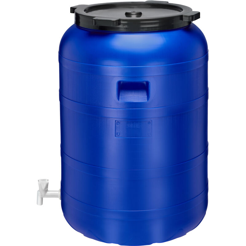 Garronda 200 Liter Weithalsfass BPA-frei Futtertonne Fass mit Hahn Universalfass Lebensmittel Fass Regenfass für Garten Regentonne mit Deckel