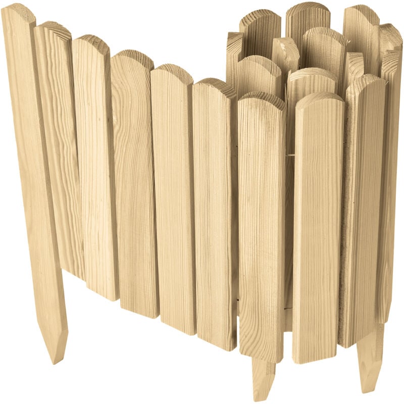 Garronda Beeteinfassung Holz Rollzaun Holzzaun 30 cm x 100 cm imprägniert Flexibler Rollborder Rasenkante Palisade Gartenzaun Umzäunung für Garten