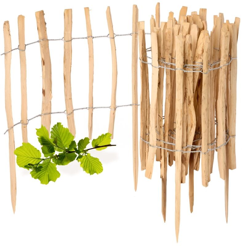 Garronda Gartenzaun zum Stecken aus Haselnüsse Zaun Garten Staketenzaun Beeteinfassung Holz Steckzaun Hochwertiger Gartenzaun für Ihren Garten