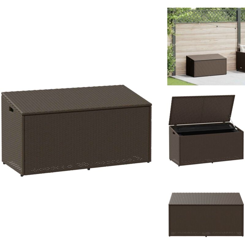Garten-Auflagenbox Braun 110x50x58 cm Poly Rattan - Garten-Aufbewahrungsbox - Garten-Aufbewahrungsboxen - Garten-Aufbewahrungsbox