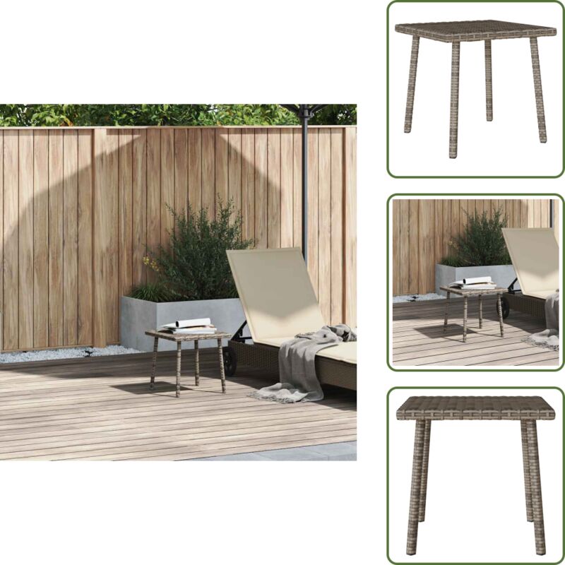 Garten-Couchtisch Rechteckig Grau 40x40x37 cm Poly Rattan - Garten-Couchtisch - Garten-Couchtische - Outdoor-Couchtisch - Außen-Couchtisch