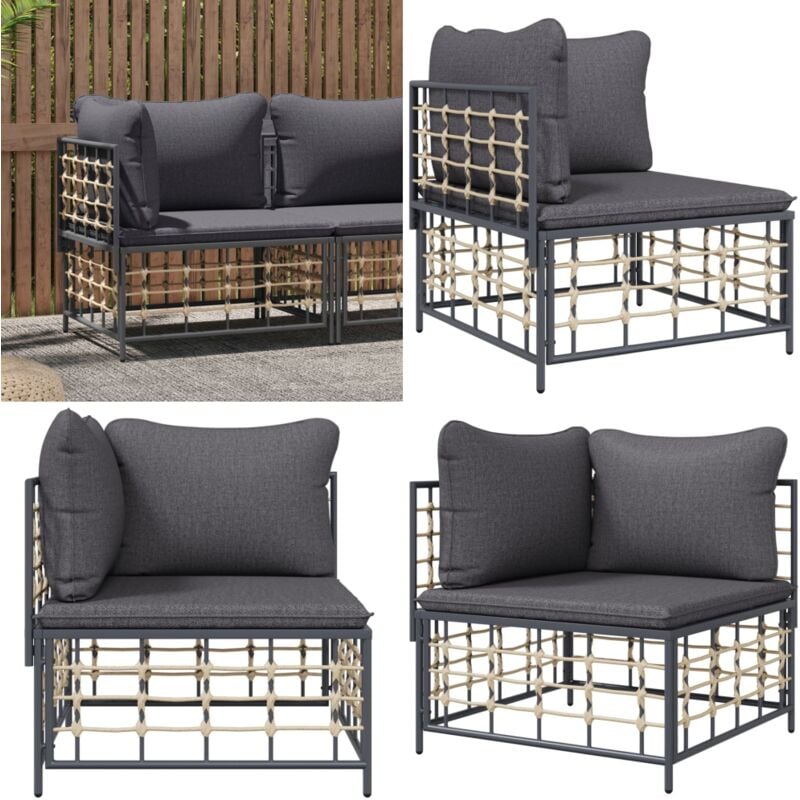 Vidaxl - Garten-Ecksofa mit Dunkelgrauen Kissen Poly Rattan - Gartenmöbel - Outdoor Möbel - Lounge Set - Eckcouch - Rattan Sofa - Home & Living