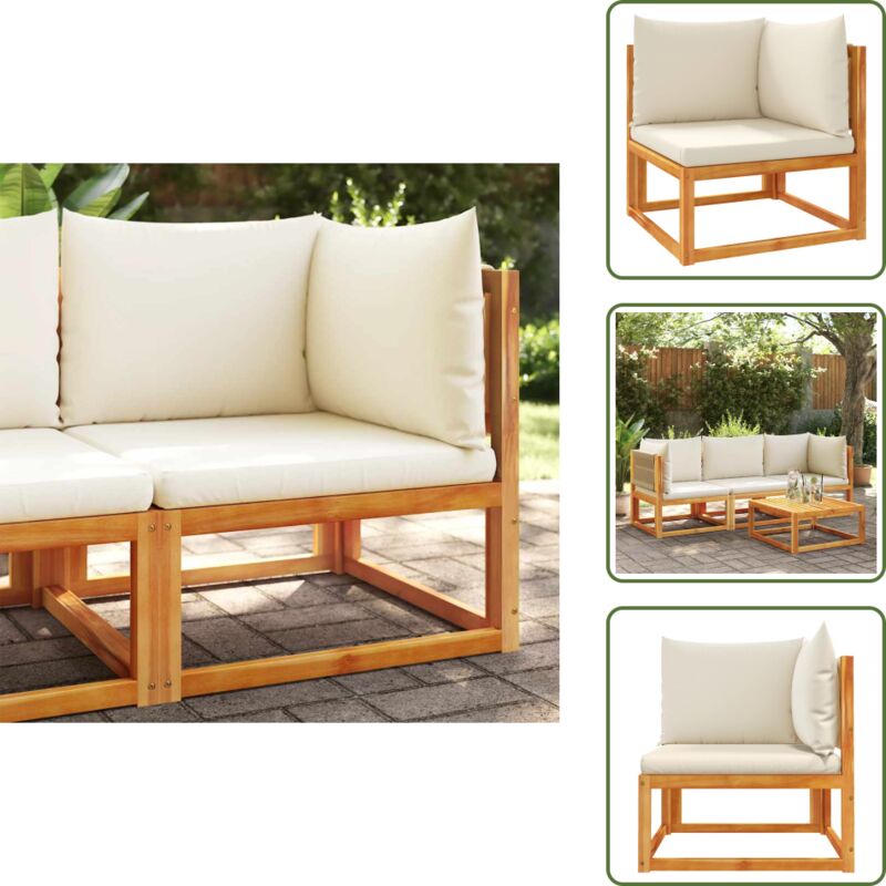 Garten-Ecksofa mit Kissen Massivholz Akazie - Gartenmöbel - Holzsessel - Eckcouch - Esszimmergarnitur - Balkonmöbel