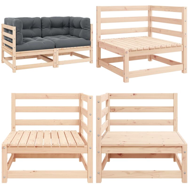 Garten-Ecksofas 2 Stk. mit Kissen Massivholz Kiefer - Gartensofa - Eckcouch - Outdoor Möbel - Kiefernholz - Gartenmöbelset - Home & Living