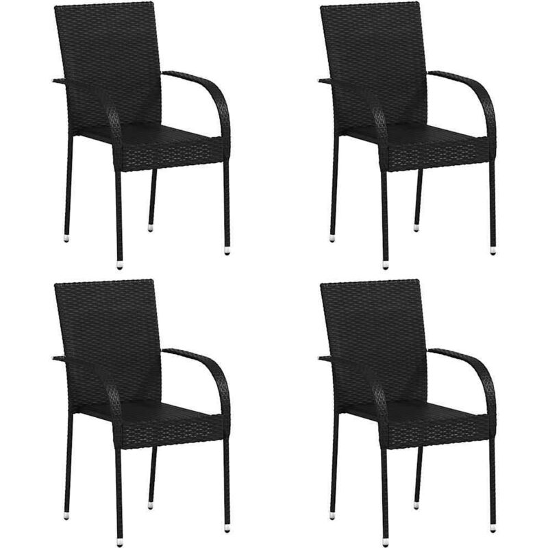Vidaxl - Stapelbare Gartenstühle 4 Stk. Poly Rattan Schwarz