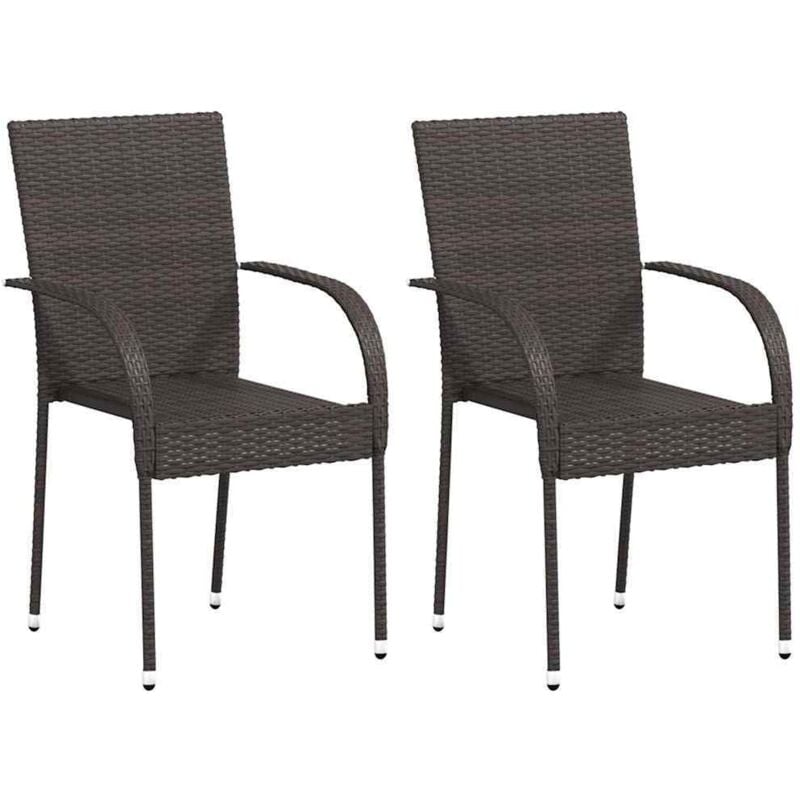 Vidaxl - Stapelbare Gartenstühle 2 Stk. Poly Rattan Braun