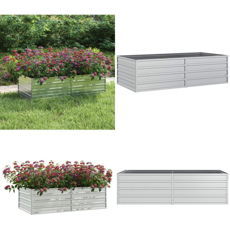 Garten-Hochbeet 160x80x45 cm Verzinkter Stahl Silber - Gartengefäße - Hochbeet - Pflanzkübel - Stahltanks - Gartenmöbel - Home & Living