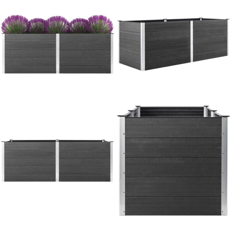 Garten-Hochbeet 250 x 50 x 91 cm wpc Grau - Gartenhochbeet - Blumenkasten - Hochbeet Aus Kunststoff - Witterungsbeständiges Hochbeet - wpc Hochbeet