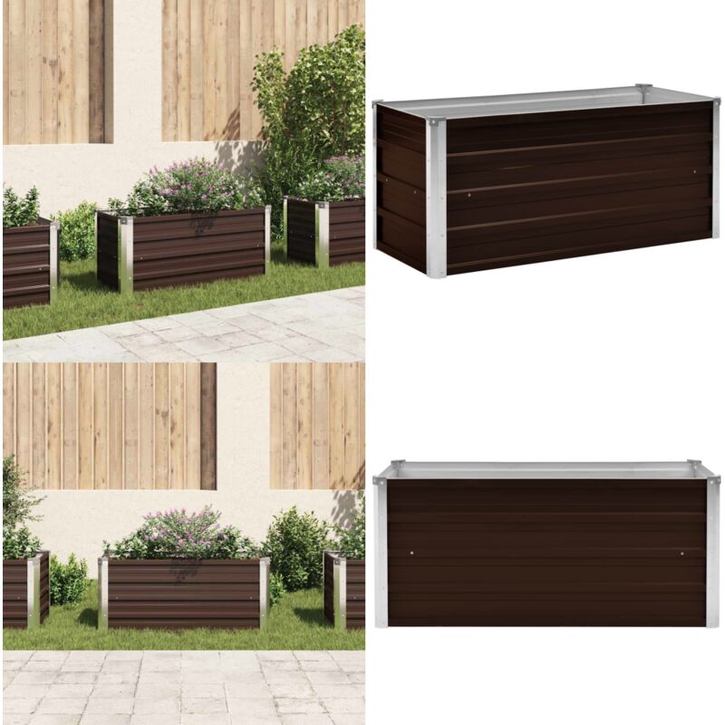 Garten-Hochbeet Braun 100 x 40 x 45 cm Verzinkter Stahl - Gartenhochbeet - Metallhochbeet - Stahlteich - Braunes Hochbeet - Outdoor Hochbeet - Home &