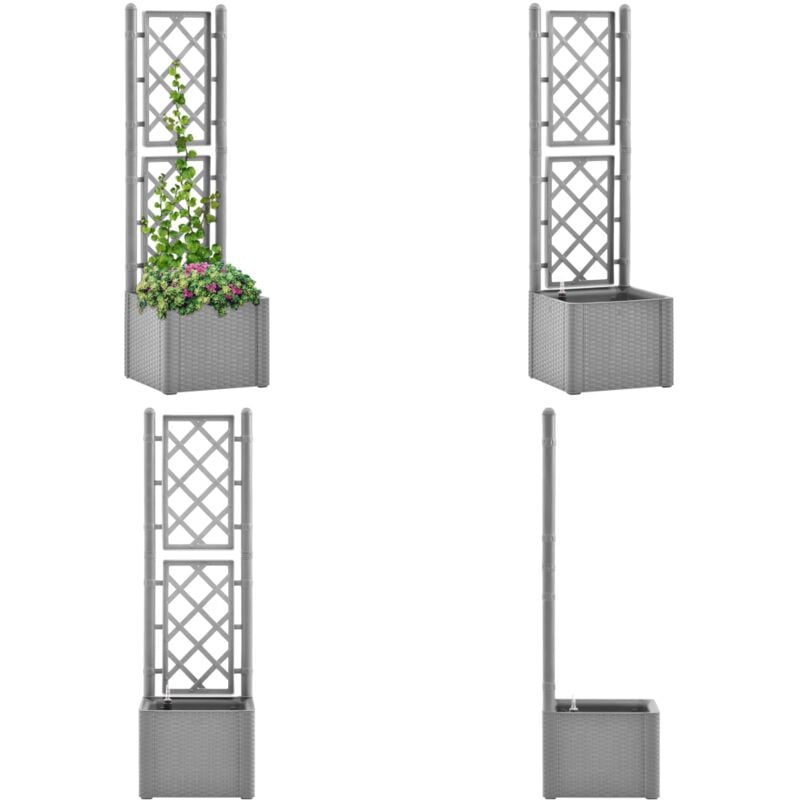 Vidaxl - Garten-Hochbeet mit Spalier und Selbstbewässerungssystem Grau - Selbstbewässerndes Hochbeet - Gartengefäß - Hochbeet Mit Spalier