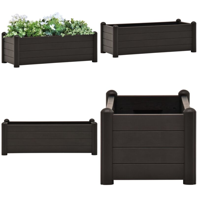 Garten-Hochbeet pp Anthrazit 100x43x35 cm - Hochbeet - Gartenhochbeet - Polypropylen Hochbeet - Anthrazit Hochbeet - Blumenkübel - Home & Living