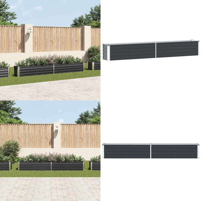 Vidaxl - Garten-Hochbeet Verzinkter Stahl 320×40×45 cm Anthrazit - Gartengefäße - Hochbeet - Pflanzenbehälter - Balkonbepflanzung - Terrasse