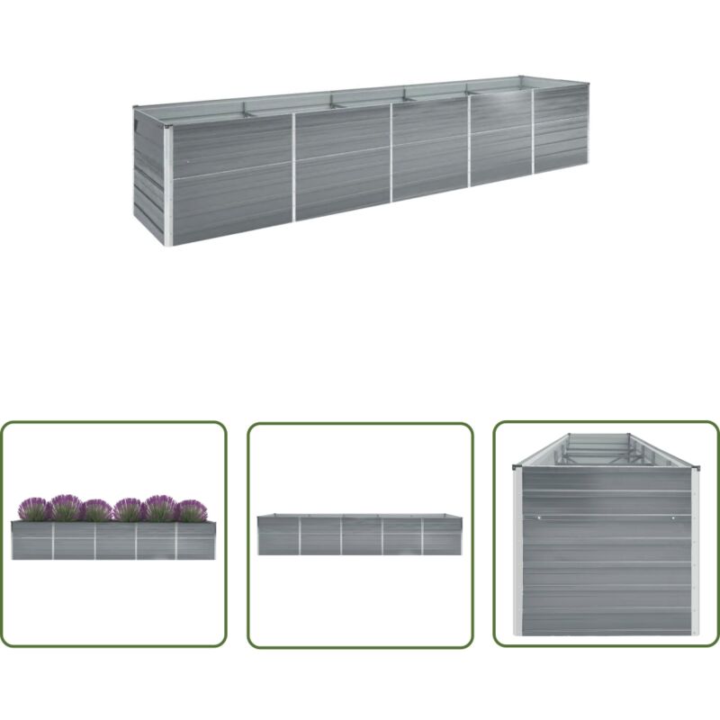Longziming - The Living Store Garten-Hochbeet Verzinkter Stahl 400×80×77 cm Grau - Hochbeet - Stahlteil - Gartengeräte - Balkonbepflanzung