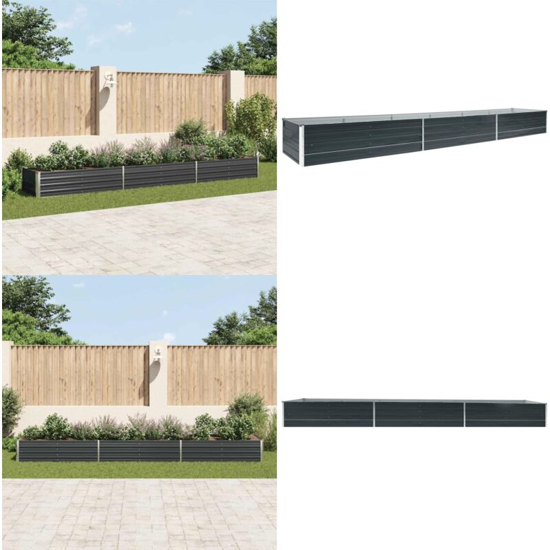 Vidaxl - Garten-Hochbeet Verzinkter Stahl 480x80x45 cm Anthrazit - Hochbeet - Gartenhochbeet - Stahlteich - Pflanzenbehälter - Balkonbepflanzung