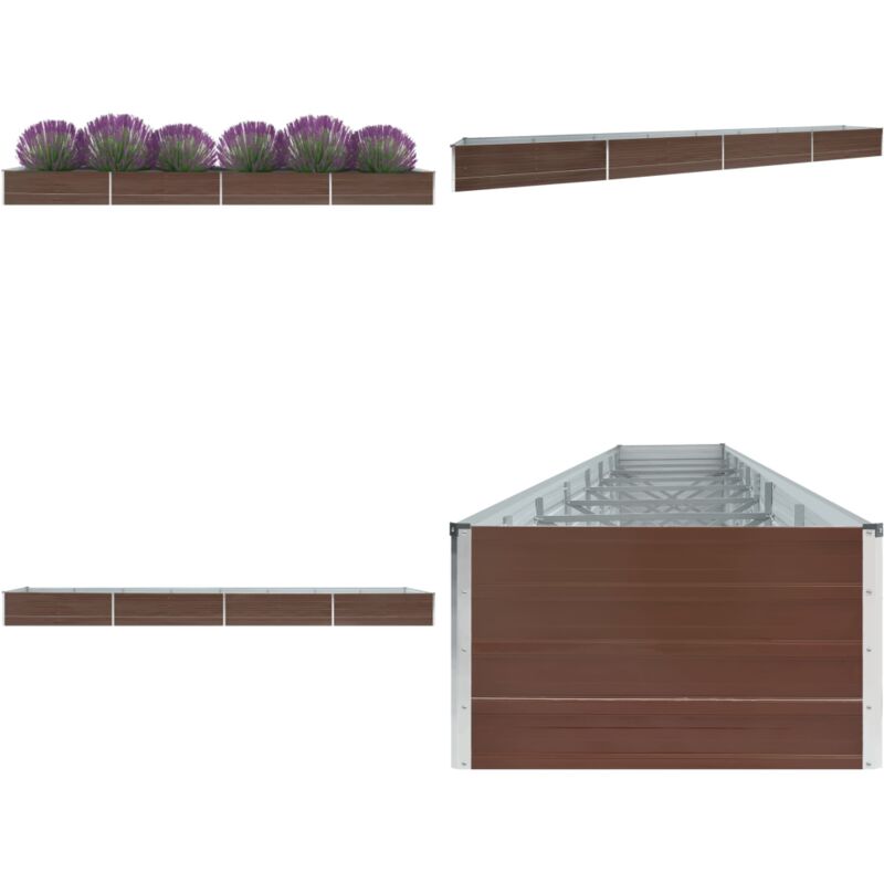 Garten-Hochbeet Verzinkter Stahl 600x80x45 cm Braun - Hochbeet - Gartenhochbeet - Stahlteil - Pflanzenbehälter - Balkonbepflanzung - Home & Living
