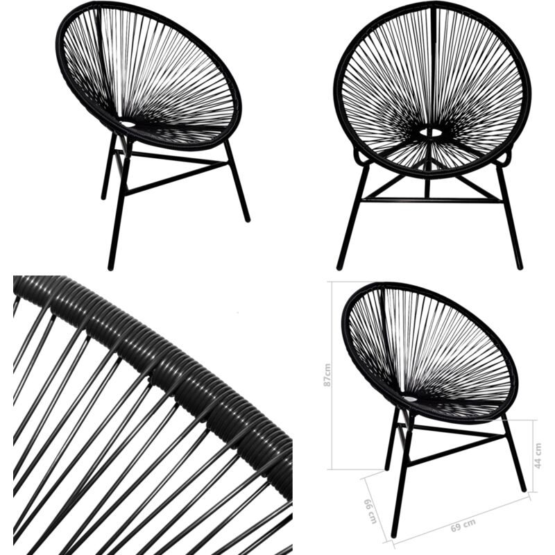 Vidaxl - Garten-Mondstuhl Poly Rattan Schwarz - Gartensessel - Outdoor Möbel - Rattan Sessel - Gartenstuhl Schwarz - Balkonmöbel - Home & Living