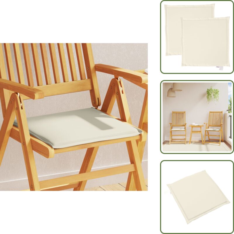 Garten-Sitzkissen 2 Stk. Creme 45x45x2 cm Quadratisch - Gartenkissen - Sitzkissen - Outdoor Kissen - Wasserfeste Kissen - Polstersitze