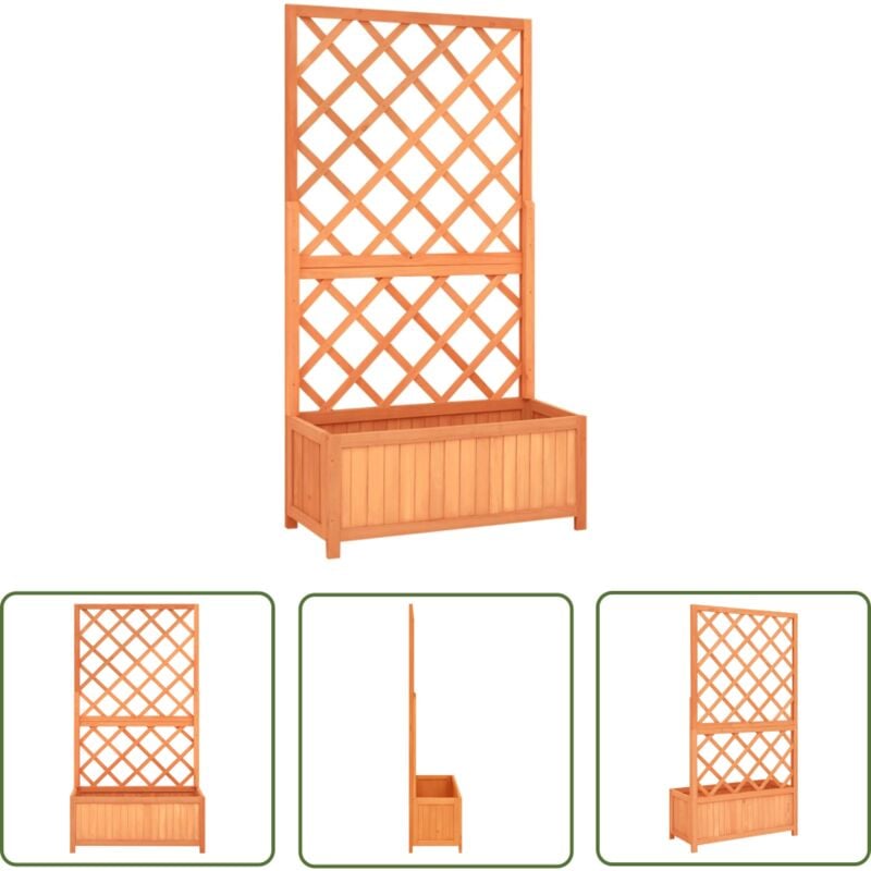 Niceone - The Living Store Garten-Spalier mit Blumenkasten Braun 70x30x135 cm Tannenholz - Holz Spaliere - Gartenzubehör - Blumenerde - Rankhilfen