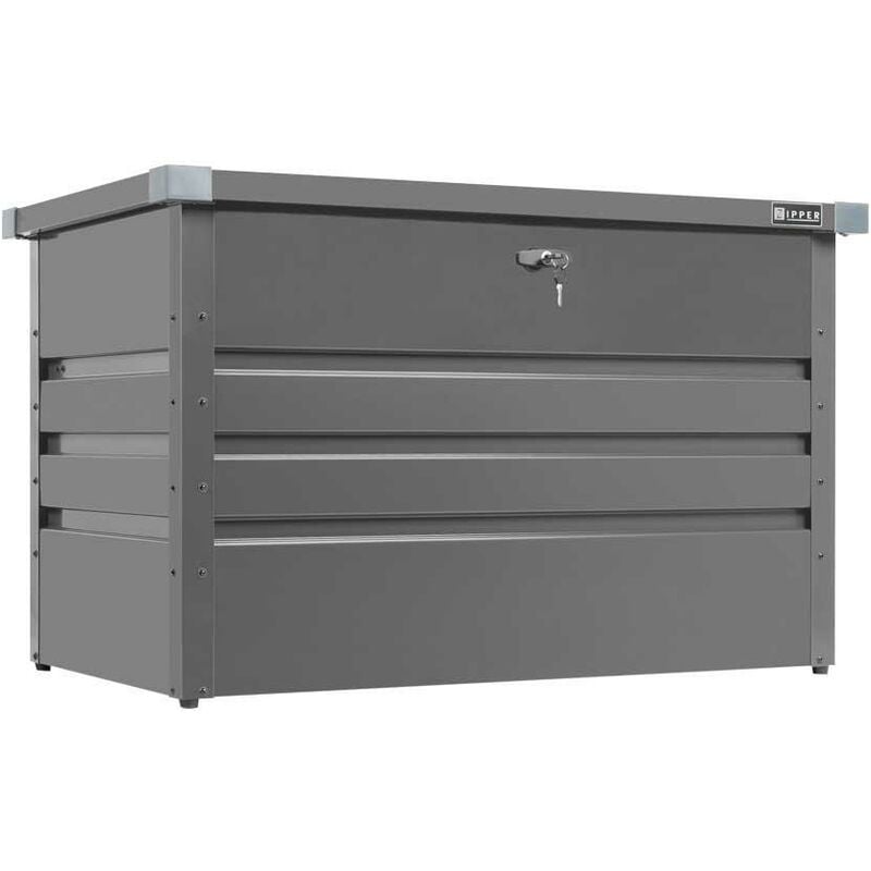 Grauer Metall Gartenbox Container 100x61x62 cm Zipper zi-gab100an