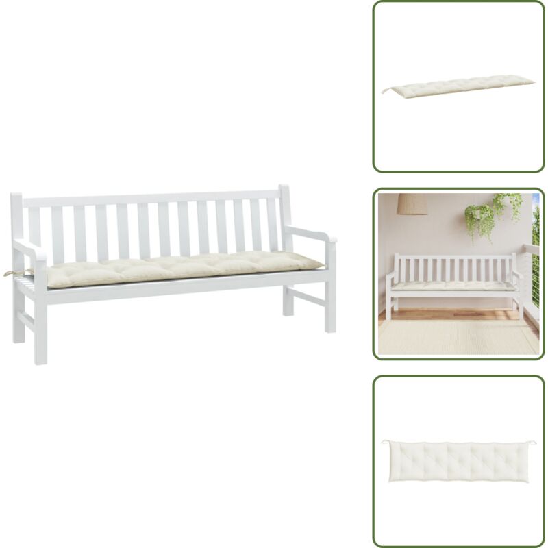 Gartenbank-Auflage Melange Creme 180x50x7 cm Stoff - Gartenbank Auflagen - Sitzkissen Outdoor - Gartenkissen - Balkon Deko - Terrasse Deko