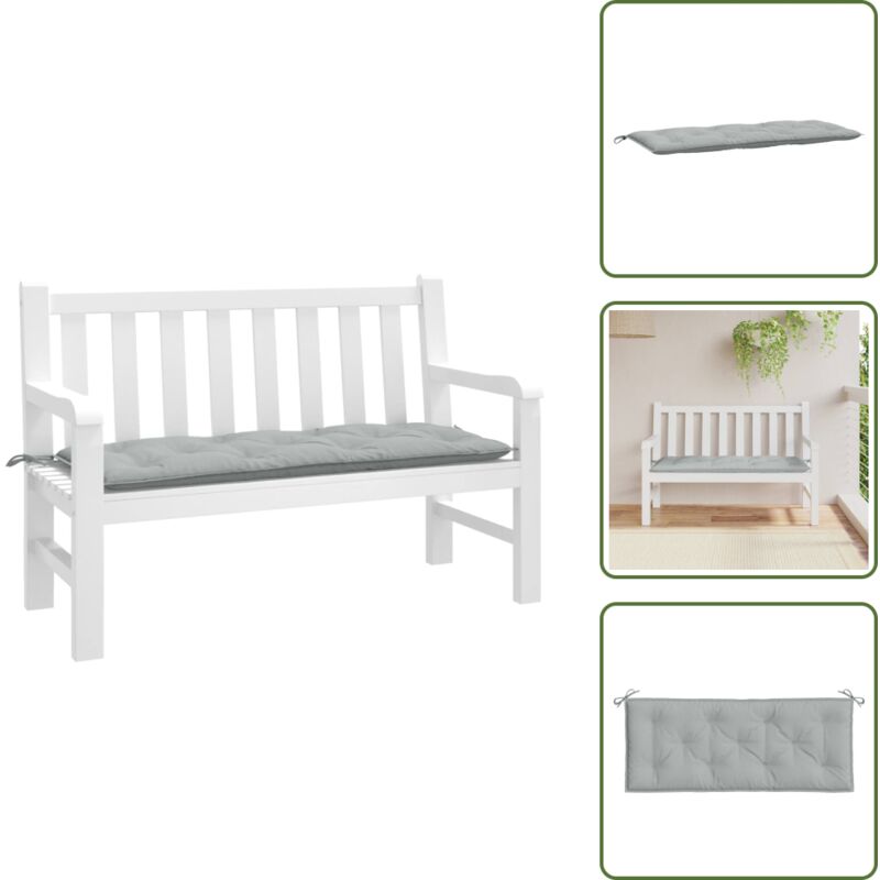 Gartenbank-Auflage Melange Hellgrau 120x50x7 cm Stoff - Gartenbank Auflagen - Sitzkissen Outdoor - Gartenkissen - Balkon Deko - Terrasse Deko