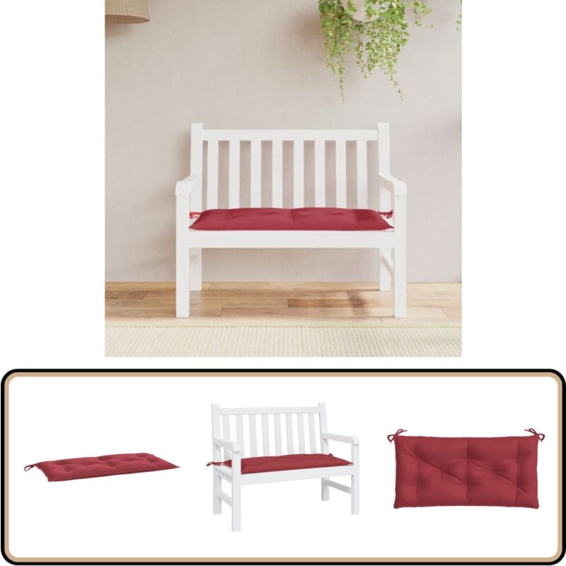 Gartenbank-Auflage Weinrot 110x50x7 cm Oxford-Gewebe - Gartenbank Auflagen - Sitzkissen - Outdoor Möbel - Garten Deko - Balkon Deko