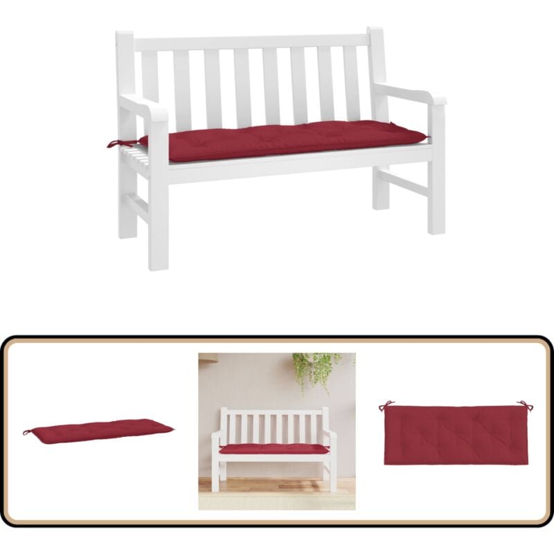 Gartenbank-Auflage Weinrot 120x50x7 cm Oxford-Gewebe - Sitzkissen - Gartenkissen - Outdoor-Kissen - Balkonmöbel - Terrasse
