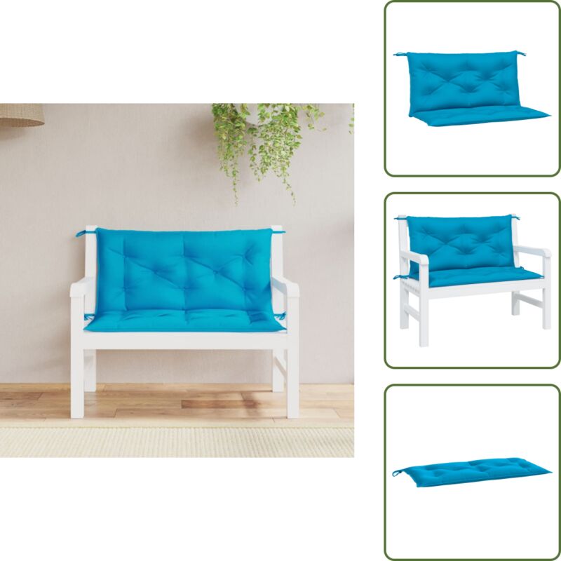 Gartenbank-Auflagen 2 Stk. Hellblau 100x50x7 cm Oxford-Gewebe - Gartenbank Auflagen - Sitzkissen - Outdoor Möbel - Balkon Deko - Garten Deko