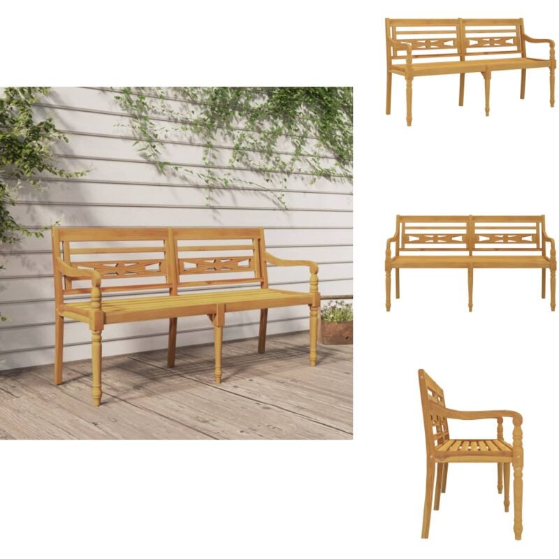 Vidaxl - Batavia-Sitzbank 150 cm Massivholz Teak - Teakholzbänke - Gartenbank - Outdoor Möbel - Balkonmöbel - Terrassenmöbeln