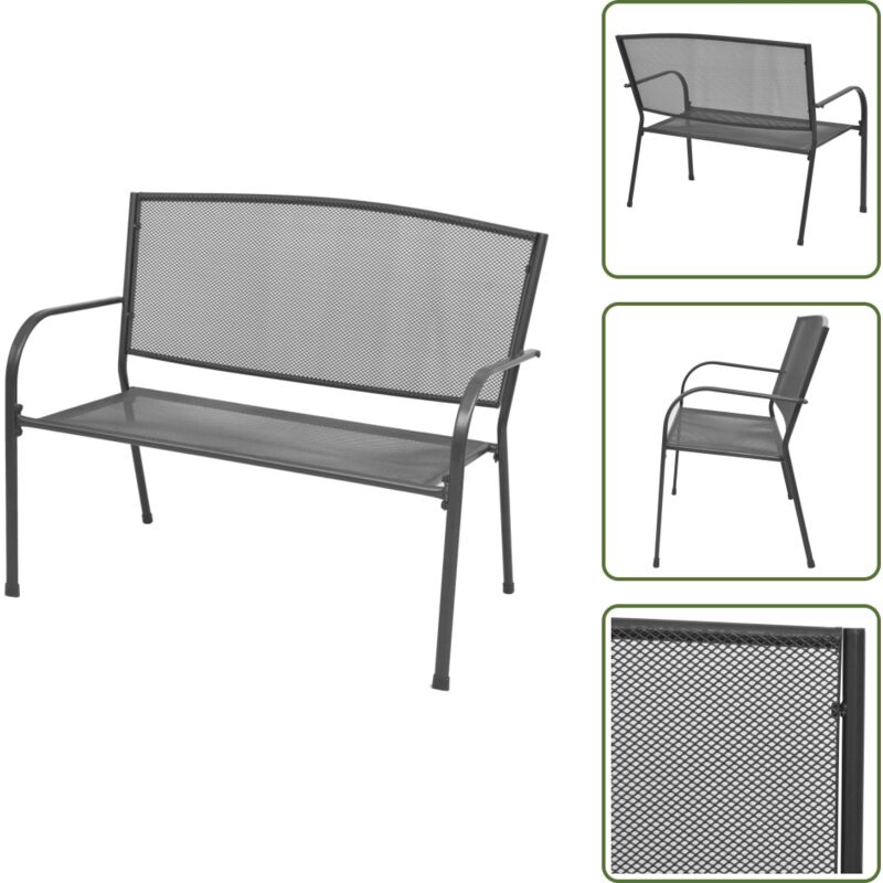 Vidaxl - Gartenbank 108 cm Stahl und Drahtgitter Anthrazit - Metallbank - Gartenbank - Outdoor Möbel - Balkonmöbel - Industrielles Design
