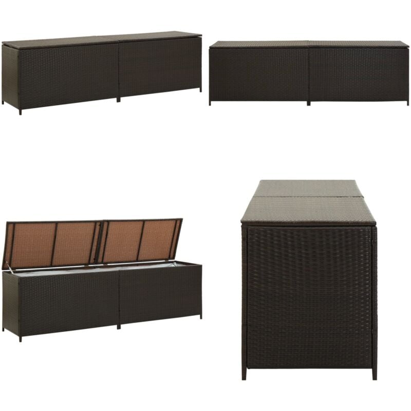Gartenbox Poly Rattan 200x50x60 cm Braun - Gartenbox - Auflagenbox - Gartenmöbel - Outdoor Box - Rattan Gartenmöbel - Home & Living