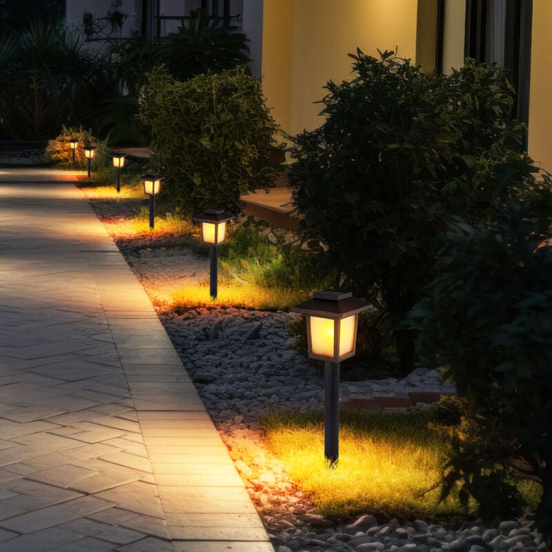 Gartendeko Lampen Solarlampen für Außen Garten led Terrassen Dekoration Solar, Erdspitz schwarz, 10x led, LxBxH 8x8x37, 6er Set
