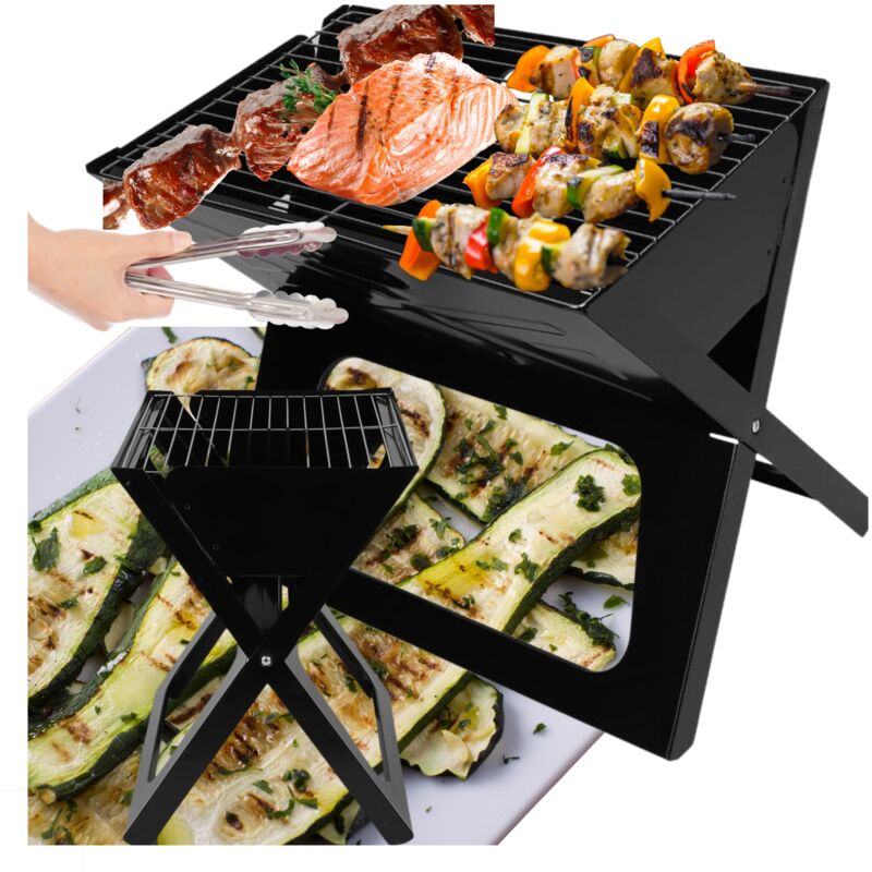GARTENGRILL TOURIST TRAGBAR KLAPPBAR flach Holzkohlegrill PICKNICK