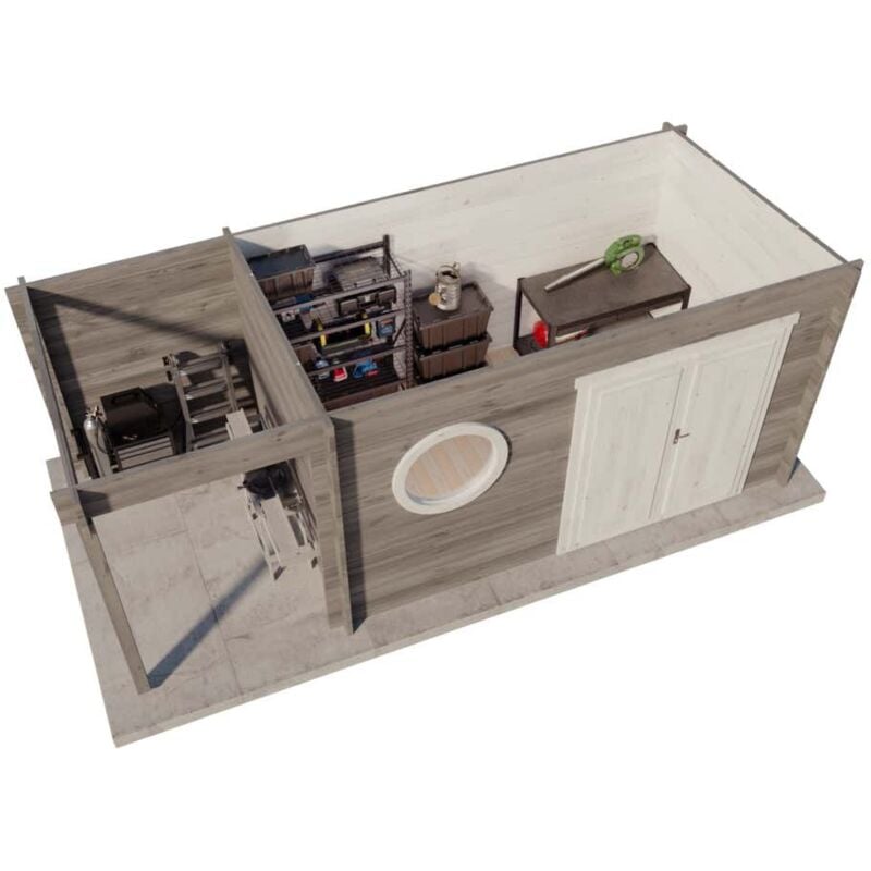 Gartenhaus Maria-Rondo 44 c Gartenhaus aus Holz in Pinie, Holzhaus mit 44 mm Wandstärke inklusive Schleppdach, Blockbohlenhaus mit Montagematerial