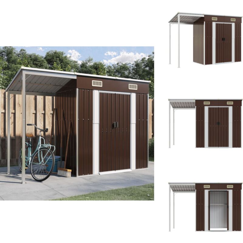 Gartenhaus mit Schleppdach Braun 277x110,5x181 cm Stahl - Gartensaison - Gartenhaus - Holzhäuser - Werkzeuglager - Outdooraufbewahrung