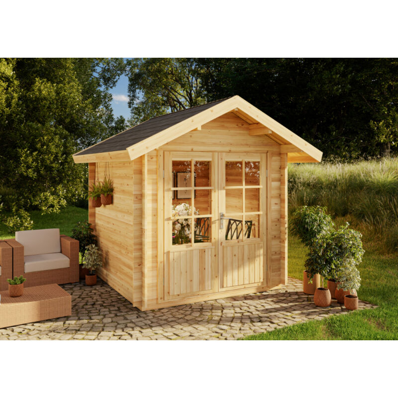 Gartenhaus Palma Gerätehaus aus Holz, Geräteschrank mit 28 mm Wandstärke, Gartenhaus mit Montagematerial - Alpholz